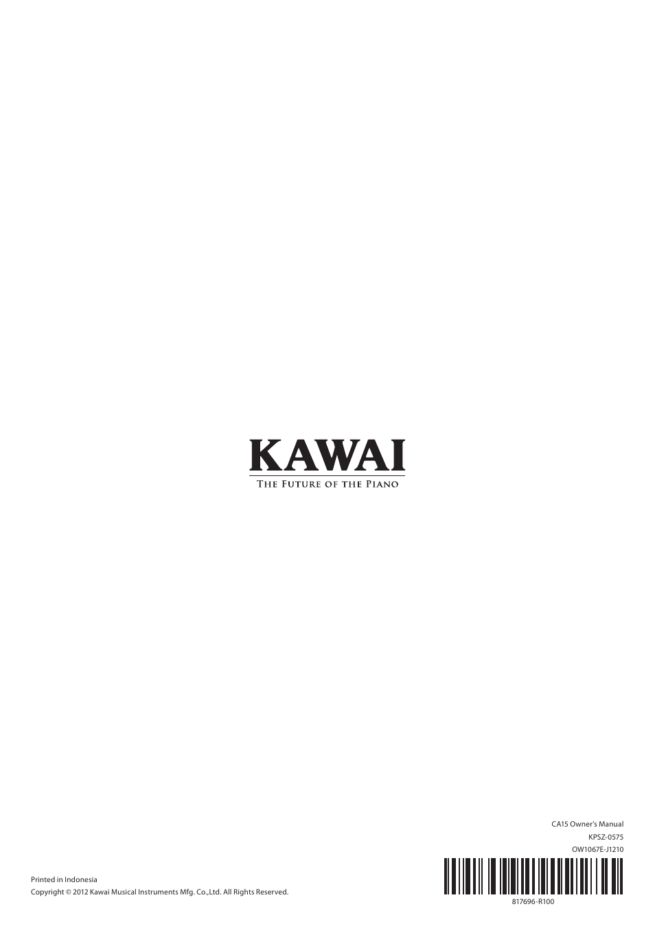 Kawai CA15 User Manual | Page 54 / 54 | Also for: CS4, CS3, CS6, CS7, CS10,  CONCERT ARTIST CA63, CONCERT ARTIST CA93, CN33, CS9
