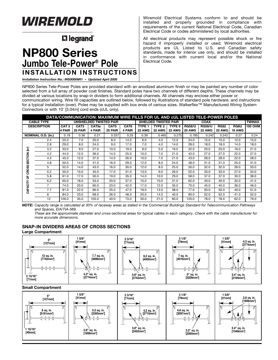 Legrand NP800 Series User Manual | 2 pages