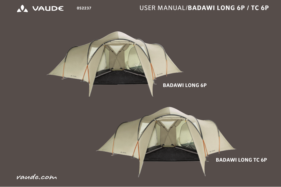 VAUDE Badawi Long 6P User Manual | 63 pages | Also for: Opera 4P, Badawi  4P, Division Dome 5P