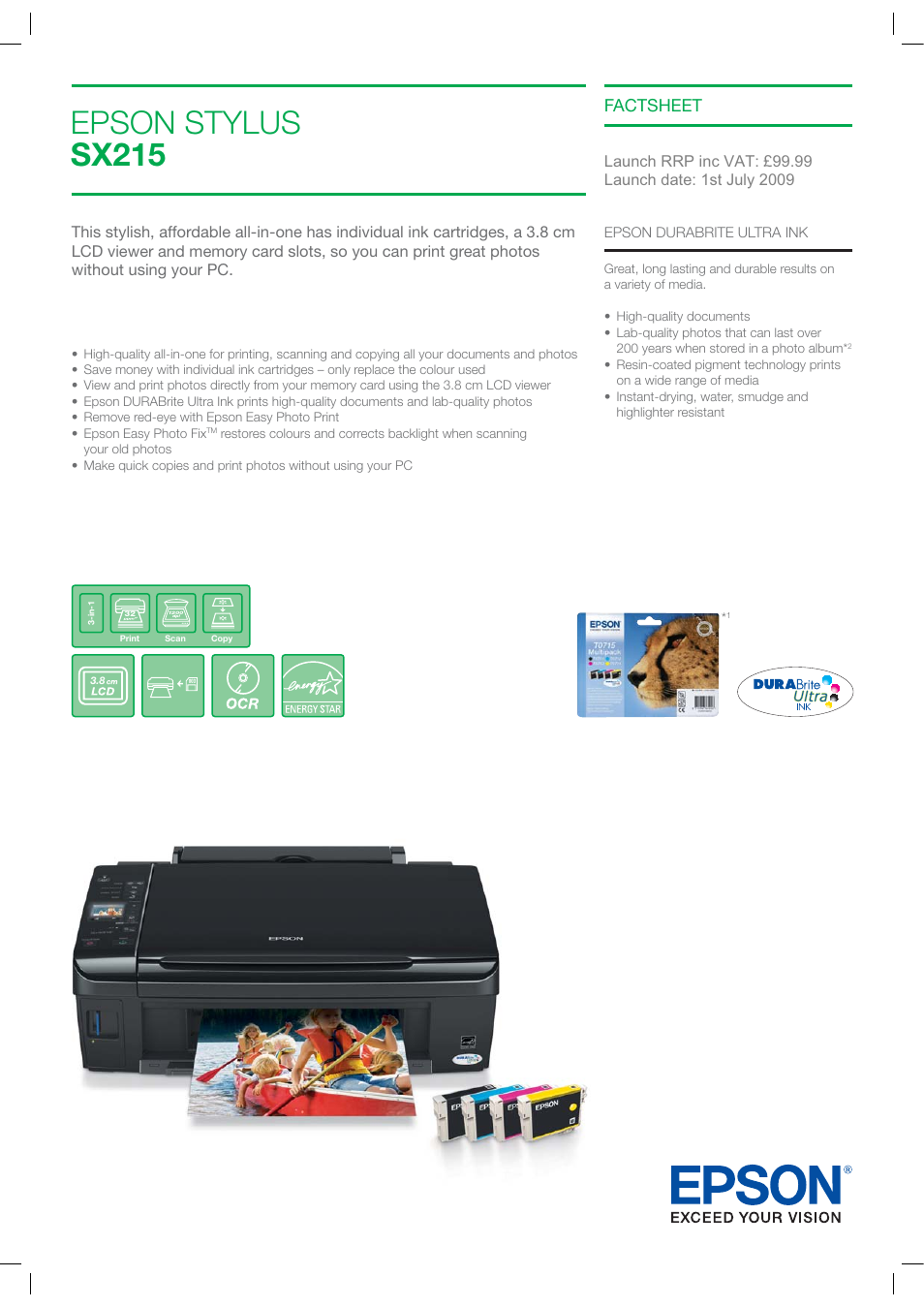 Epson Stylus SX215 User Manual | 4 pages