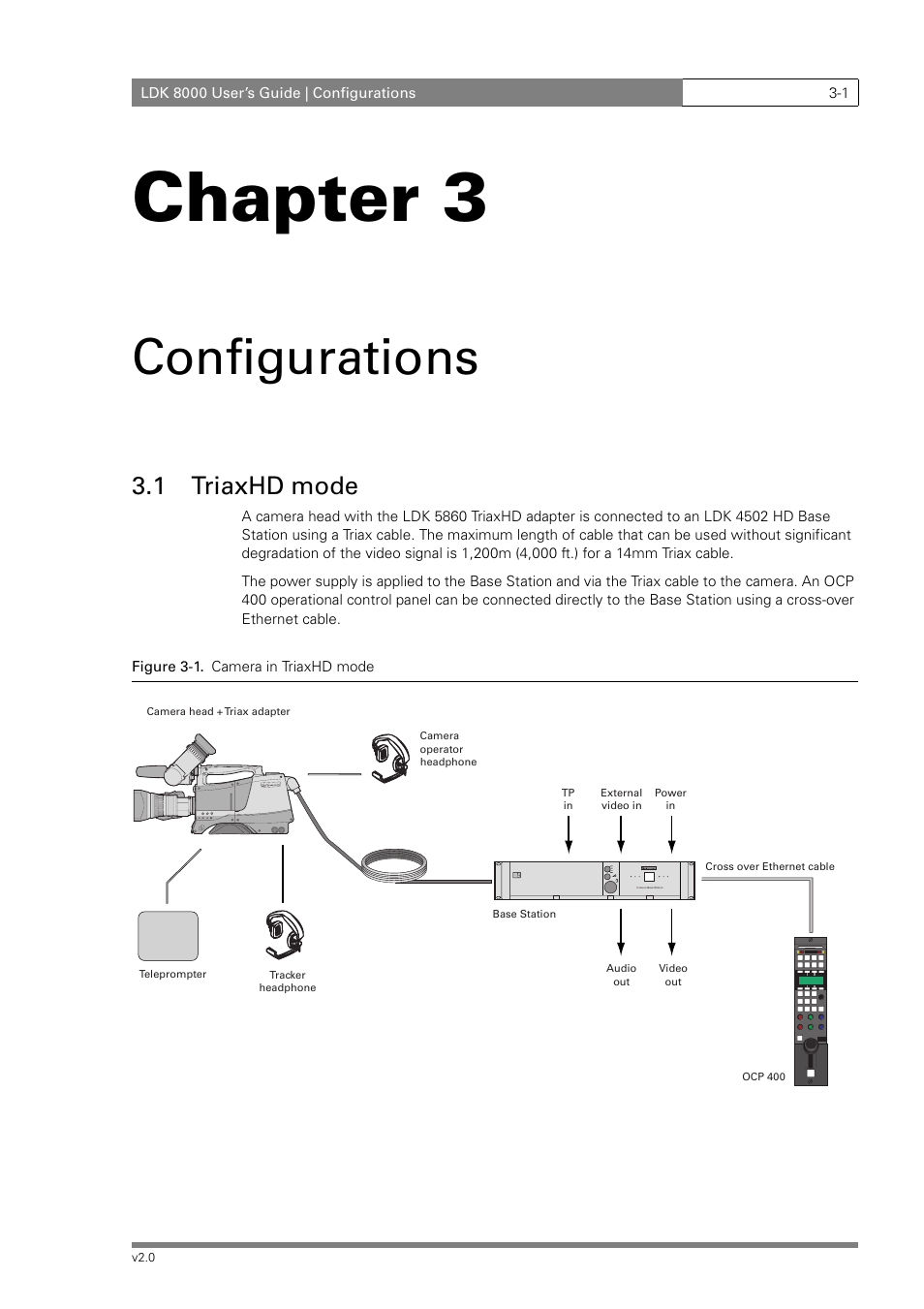 Chapter 3, Configurations, 1 triaxhd mode | Grass Valley LDK 8000 v.2.0  User Manual | Page 29 / 110