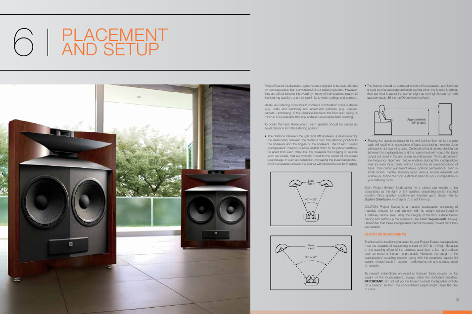 Placement and setup | JBL Synthesis Everest DD67000 User Manual | Page 16 /  26
