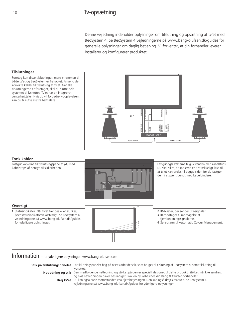 Dansk (danish), Information, Tv-opsætning | Bang & Olufsen BeoVision 12  (Floor Stand) User Manual | Page 10 / 48 | Original mode