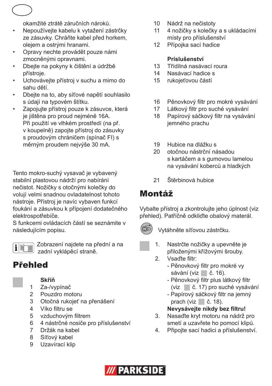Popis funkce, Přehled, Montáž | Parkside PNTS 1300 User Manual | Page 30 /  54 | Original mode