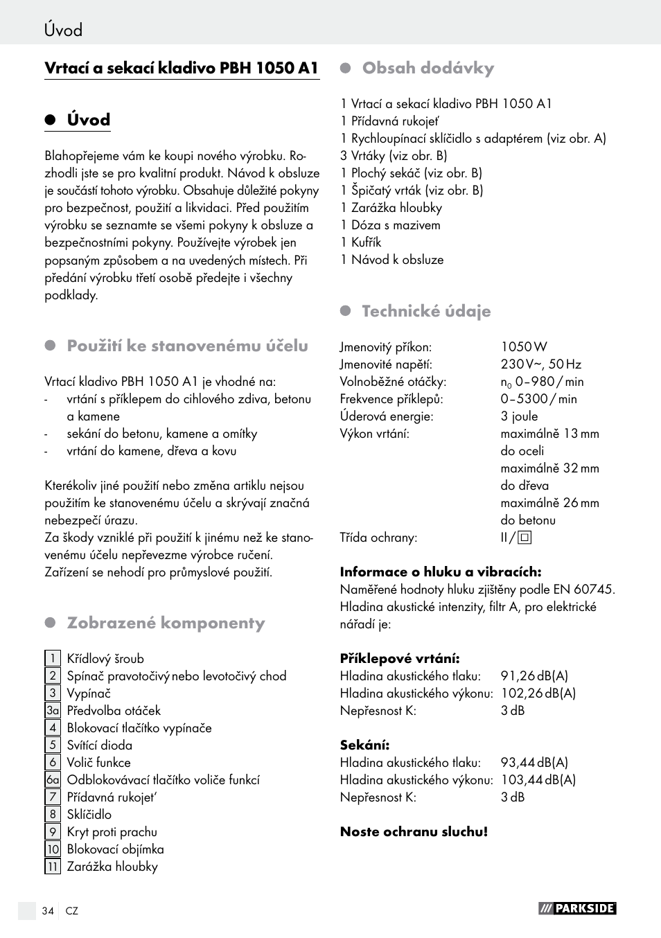 Parkside PBH 1050 A1 User Manual | Page 34 / 58 | Original mode
