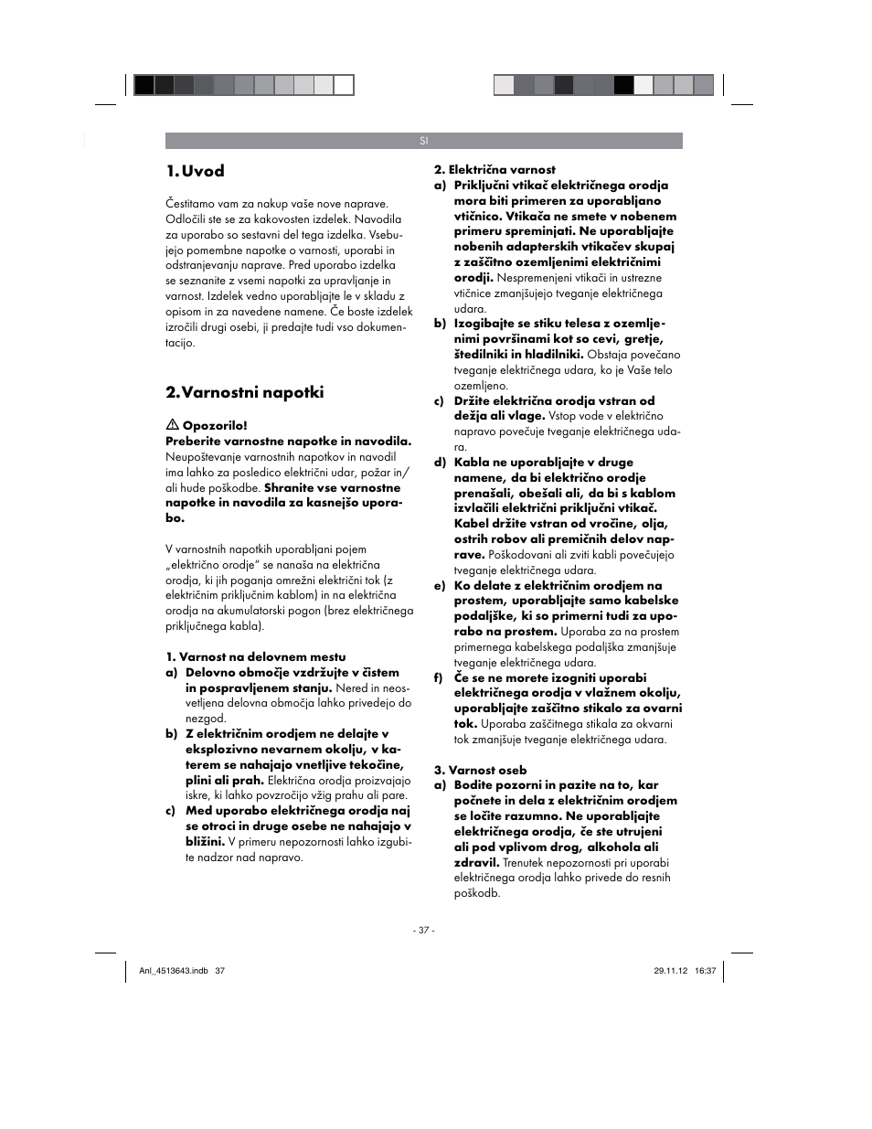 Uvod, Varnostni napotki | Parkside PABSW 10.8 A1 User Manual | Page 37 /  110 | Original mode