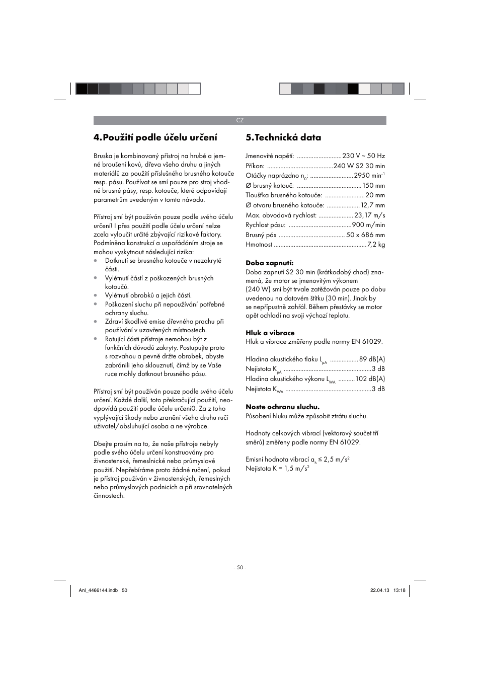 Použití podle účelu určení, Technická data | Parkside PSDS 240 A1 User  Manual | Page 50 / 86 | Original mode