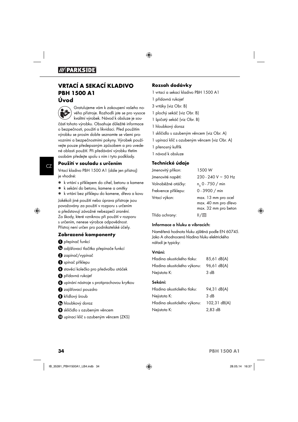 Parkside PBH 1500 A1 User Manual | Page 37 / 60