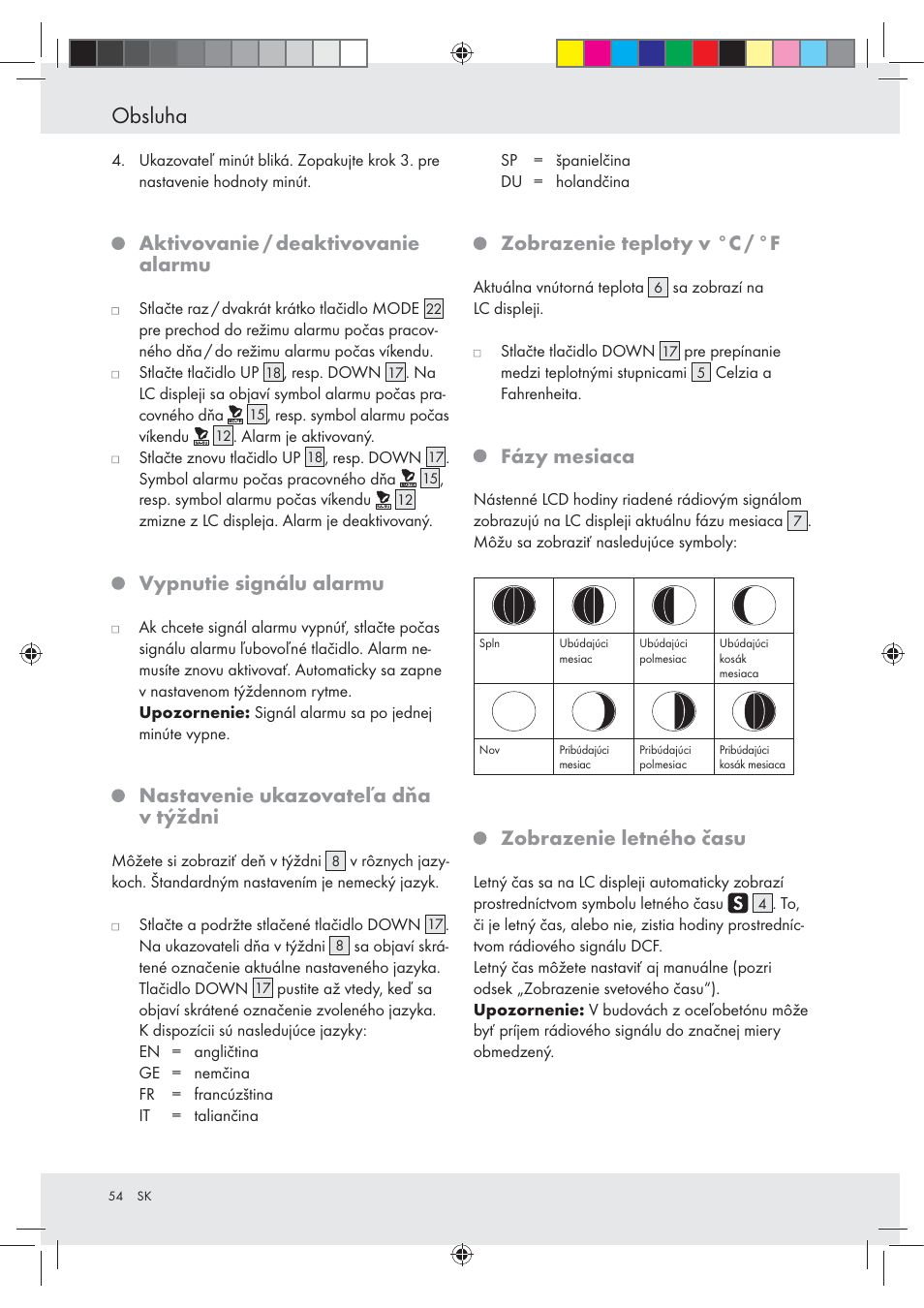 Obsluha, Aktivovanie / deaktivovanie alarmu, Vypnutie signálu alarmu |  Auriol Z29620A_B User Manual | Page 54 / 65 | Original mode