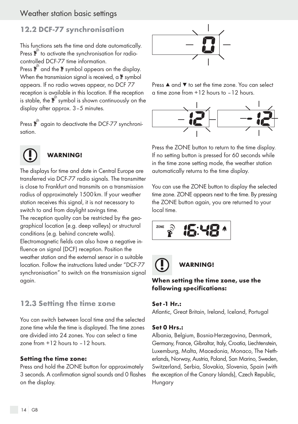 Weather station basic settings | Auriol H13726 User Manual | Page 14 / 141