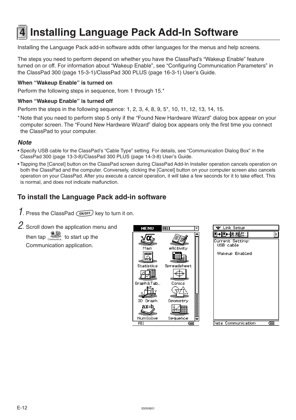 4 installing language pack add-in software, To install the language pack  add-in software | Casio ClassPad 300 User Manual | Page 13 / 18