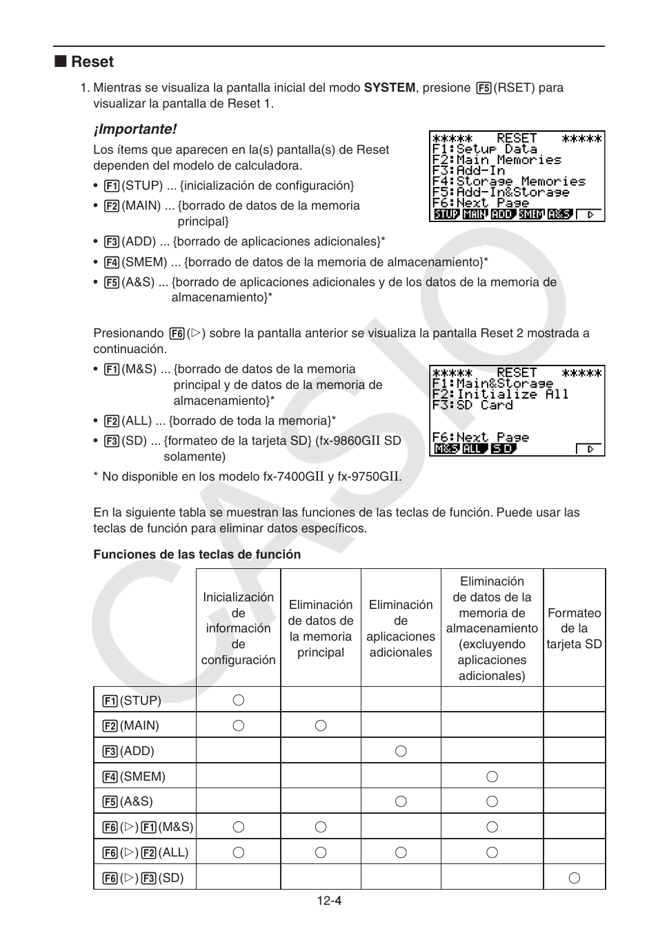 I reset | Casio FX-9750GII User Manual | Page 310 / 411 | Original mode