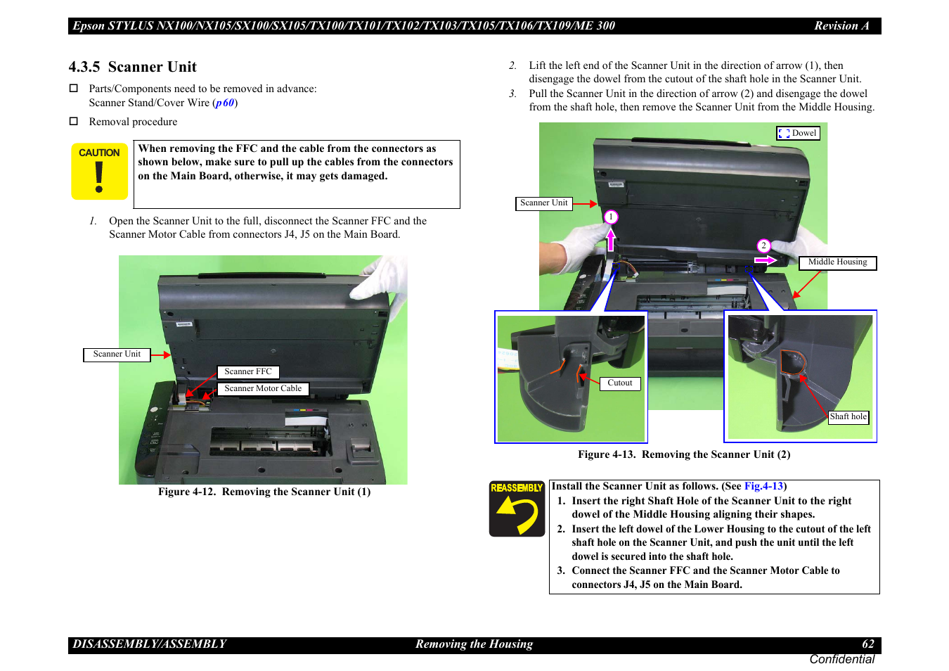 5 scanner unit, 5 scanner unit ” (p62) | Epson Stylus TX100 User Manual |  Page 62 / 113