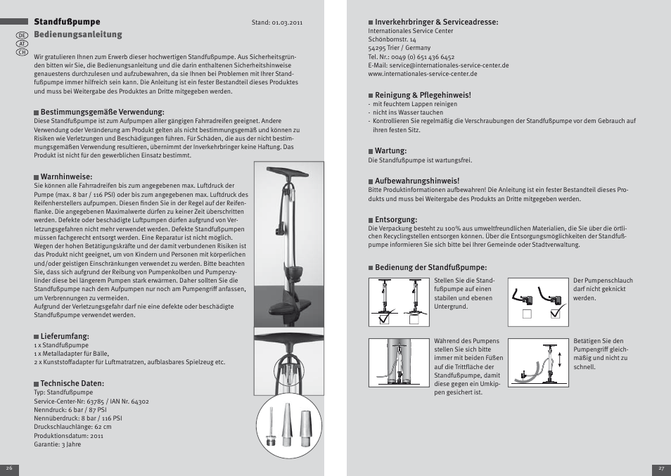 Standfußpumpe, Bedienungsanleitung | Crivit Floor air-pump User Manual |  Page 14 / 17