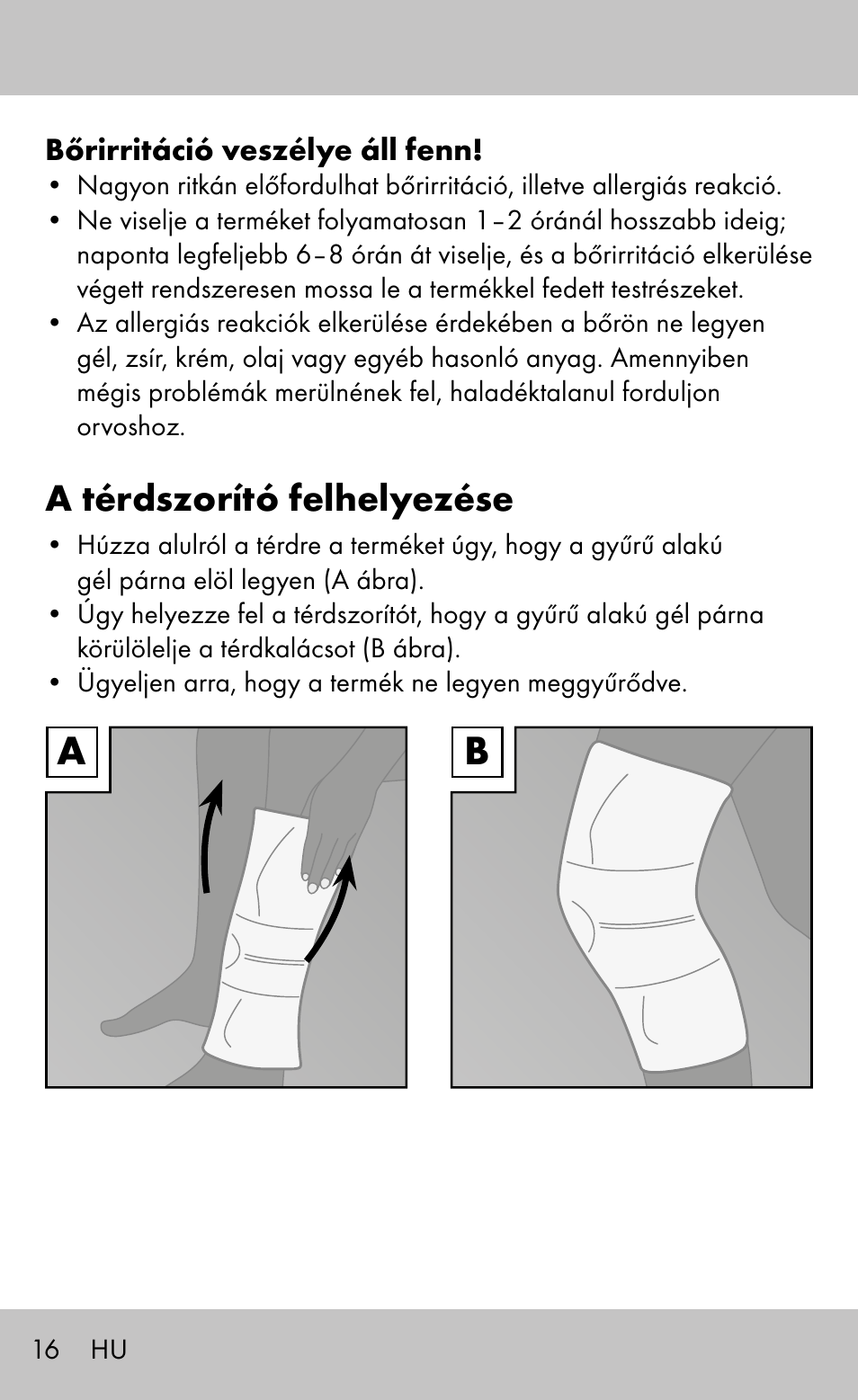 A térdszorító felhelyezése | Sensiplast Knee Brace / Genu-Active User  Manual | Page 16 / 32
