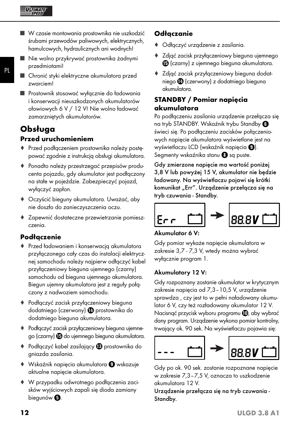 Obsługa | Ultimate Speed ULGD 3.8 A1 User Manual | Page 15 / 51