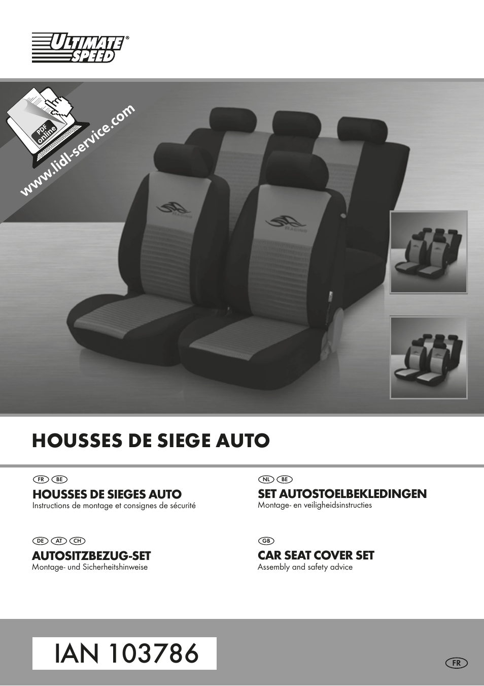 Ultimate Speed RACING CAR SEAT COVER SET User Manual | 13 pages