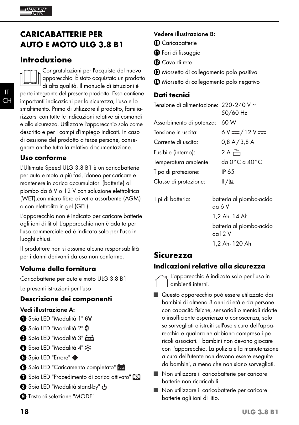 Sicurezza | Ultimate Speed ULG 3.8 B1 User Manual | Page 21 / 36