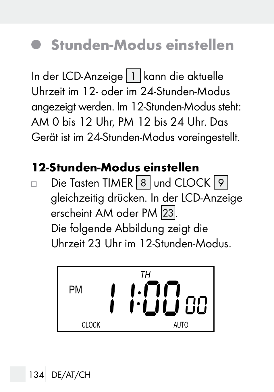 Stunden-modus einstellen | Silvercrest DZ 20 User Manual | Page 134 / 149 |  Original mode