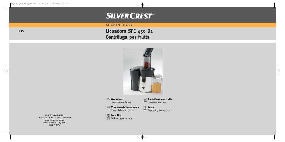 Silvercrest SFE 450 B1 User Manual | 43 pages