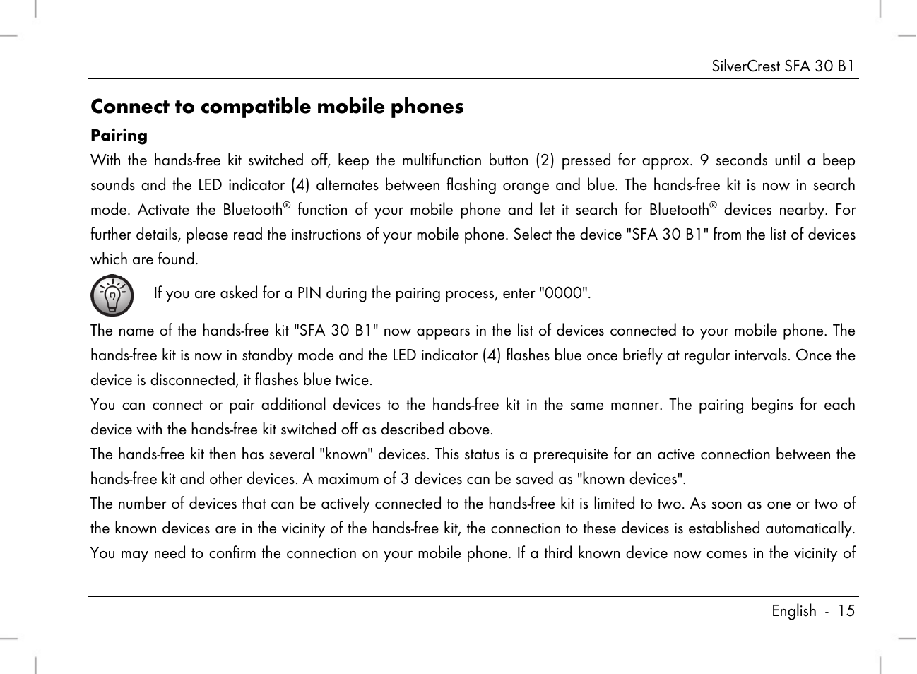 Connect to compatible mobile phones | Silvercrest SFA 30 B1 User Manual |  Page 17 / 166