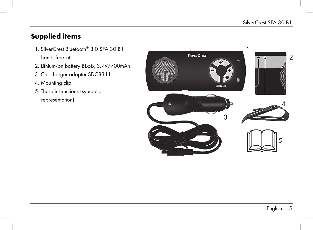 Supplied items | Silvercrest SFA 30 B1 User Manual | Page 7 / 166