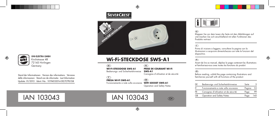 Wi‑fi‑steckdose sws‑a1 | Silvercrest SWS-A1 User Manual | Page 190 / 190
