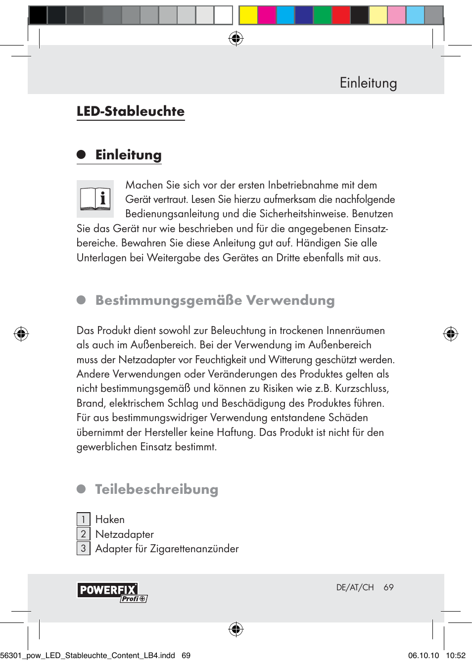Einleitung, Led-stableuchte, Bestimmungsgemäße verwendung | Powerfix  Z30590-BS User Manual | Page 69 / 78 | Original mode