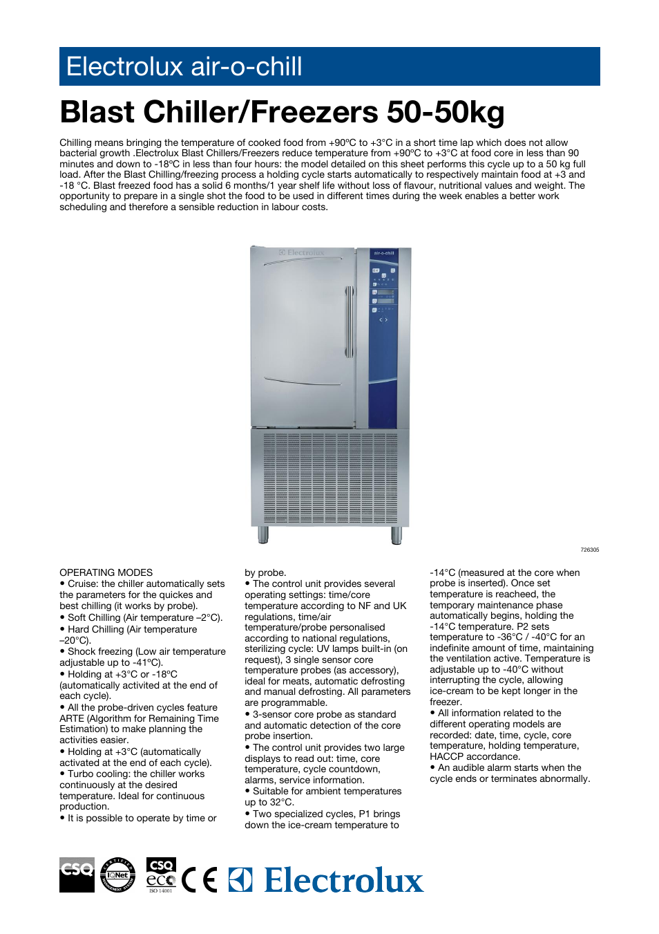 Electrolux Air-O-Chill 726750 User Manual | 4 pages | Also for: Air-O-Chill  726749