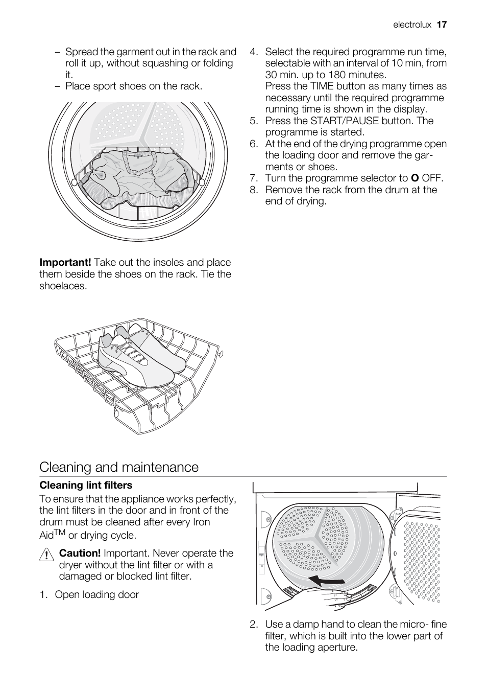 Cleaning and maintenance | Electrolux EDI97170W User Manual | Page 17 / 28