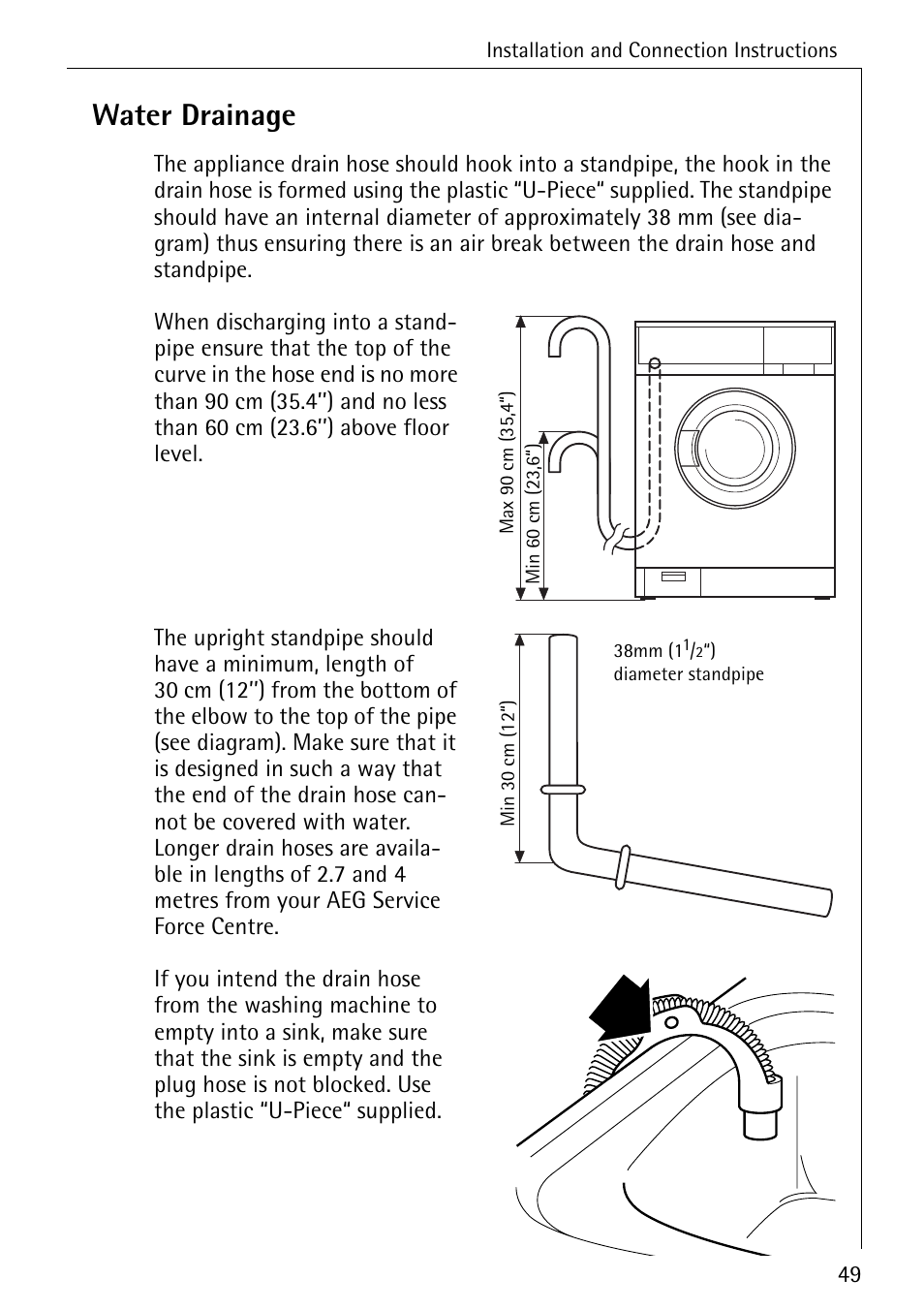 Water drainage | Electrolux 86720 User Manual | Page 49 / 52
