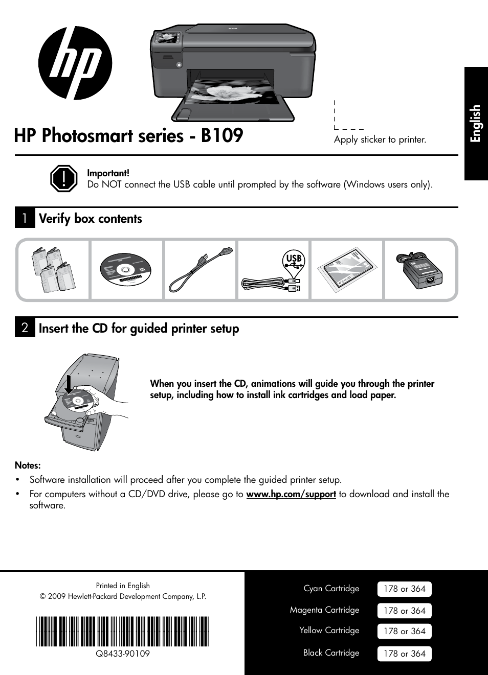 HP PHOTOSMART B109 User Manual | 5 pages