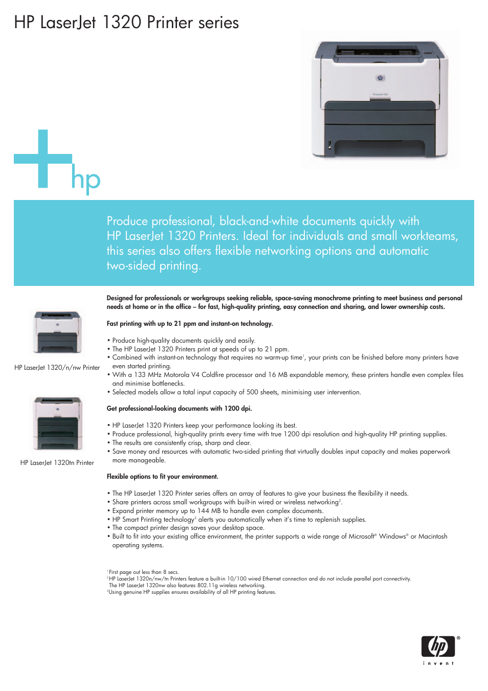 HP LaserJet 1320 User Manual | 2 pages | Also for: LaserJet 1320n, LaserJet  1320nw, LaserJet 1320tn