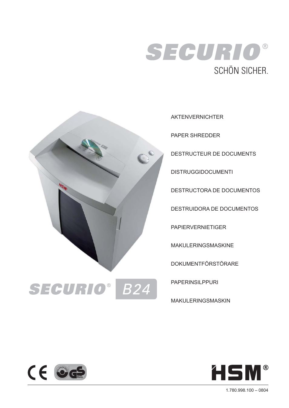 HSM Securio B24 User Manual | 67 pages