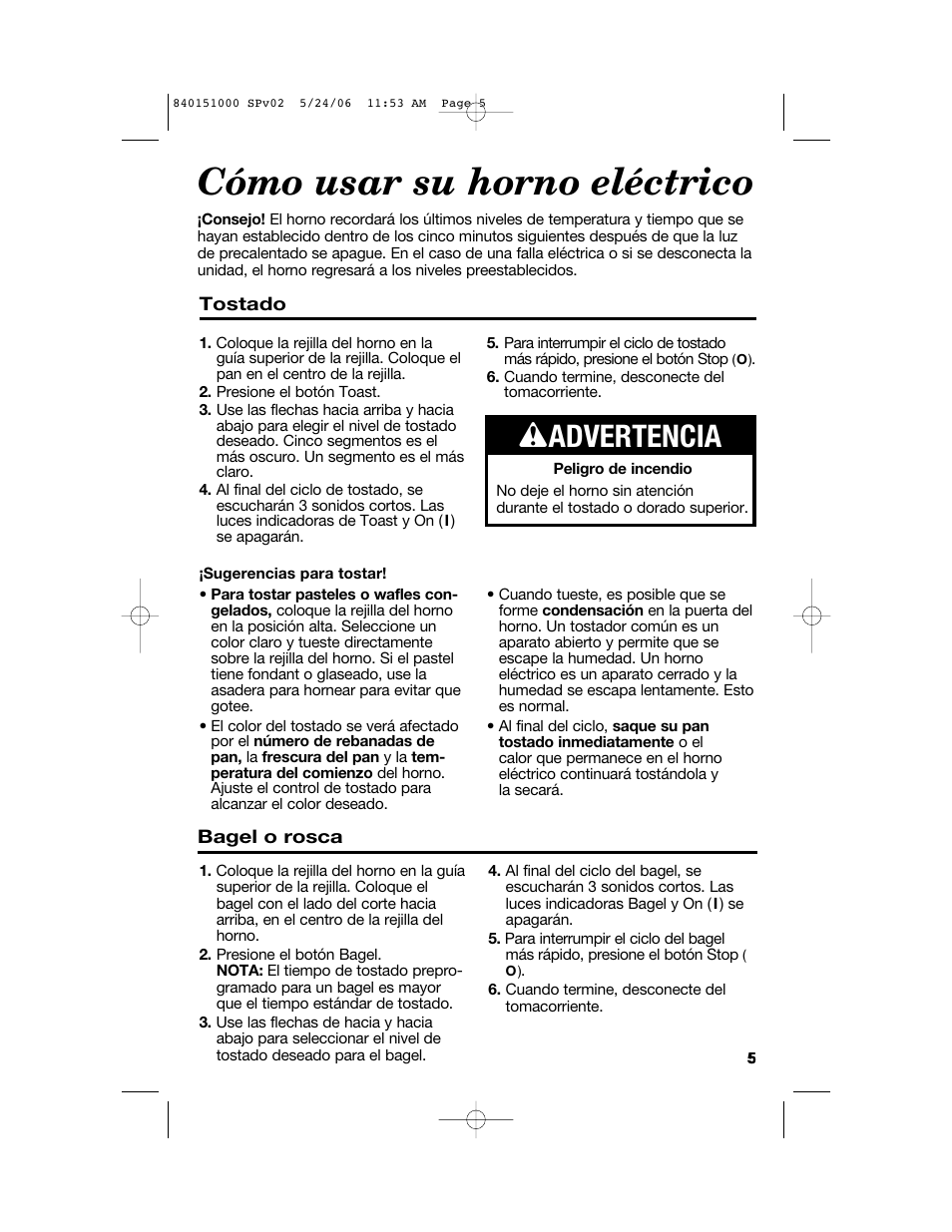 Cómo usar su horno eléctrico, W advertencia | Hamilton Beach 840151000 User  Manual | Page 21 / 36