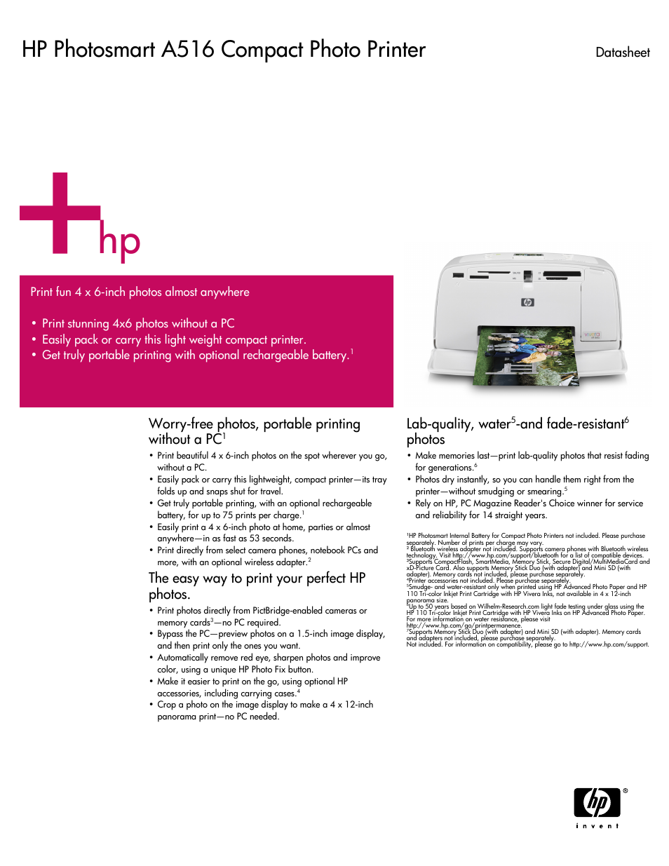 HP A516 User Manual | 2 pages