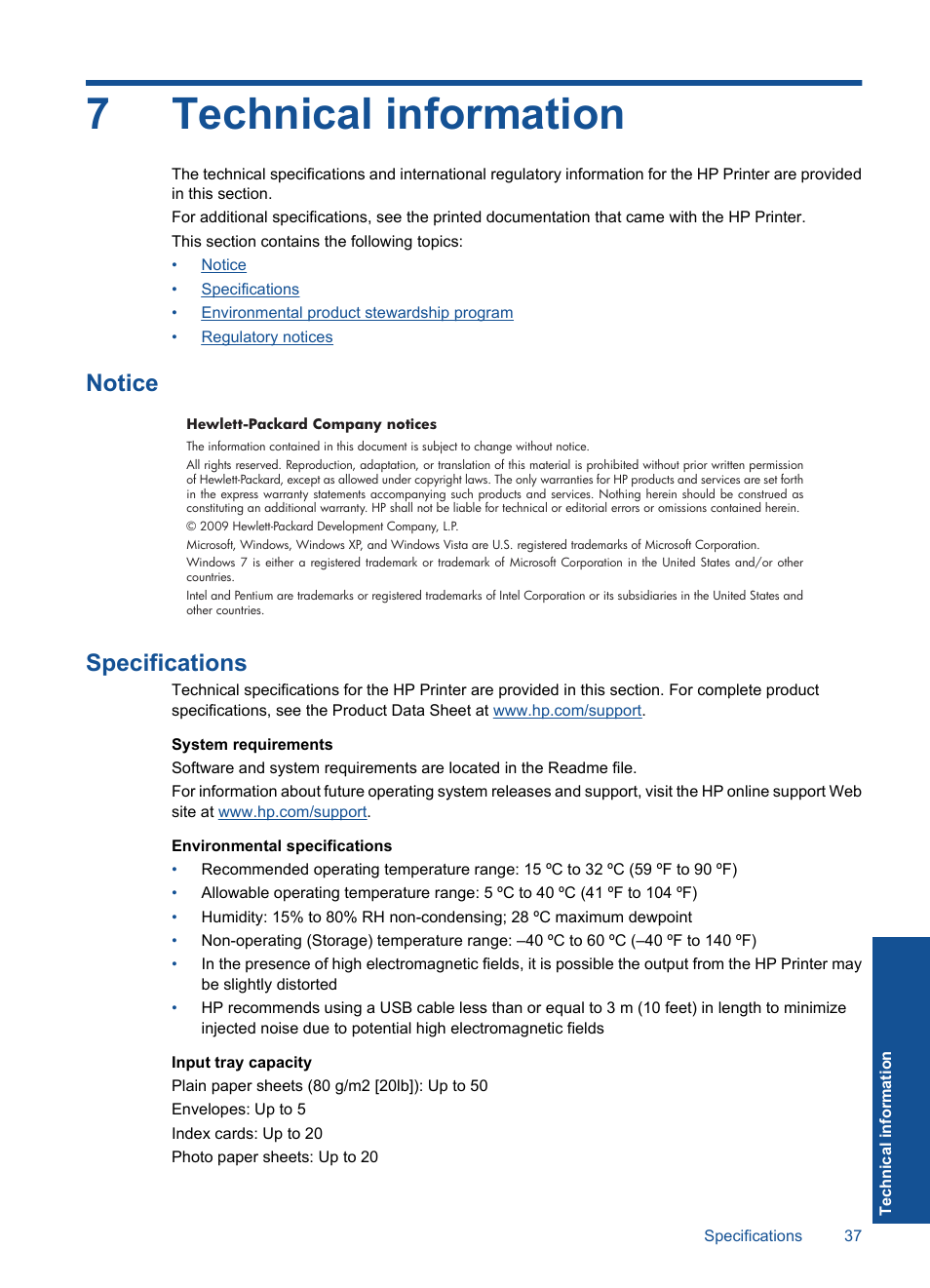 Technical Information Notice Specifications Hp Deskjet 1000 J110 User Manual Page 39 48