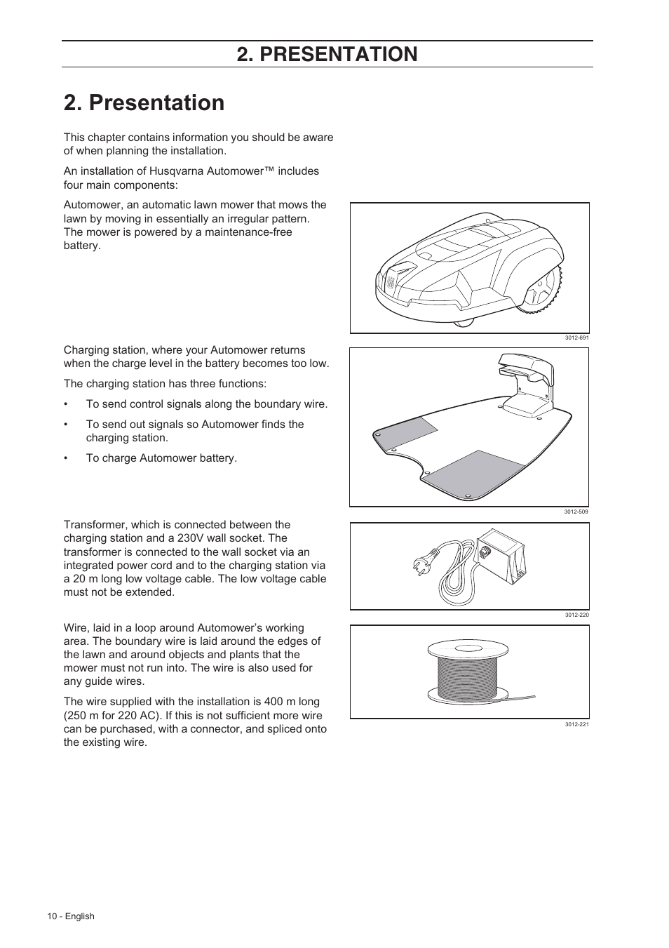 Presentation | Husqvarna 220 AC User Manual | Page 9 / 82